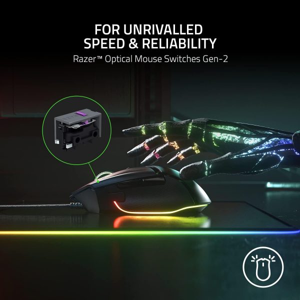 Razer Basilisk V3 - Souris de jeu filaire (10+1 boutons programmables, molette HyperScroll inclinable, interrupteur de souris optique, capteur optique Focus+ 26K DPI) noir