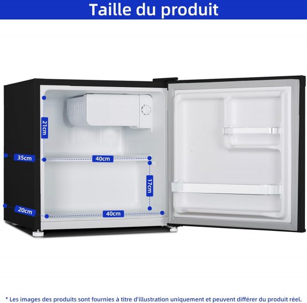 Réfrigérateur CHIQ Mini 46L, 47x44,7 cm, Réfrigérateur de table avec porte-bouteilles, Thermostat réglable, Faible bruit, Pour chambre, Cuisine, Salon foncé 2023