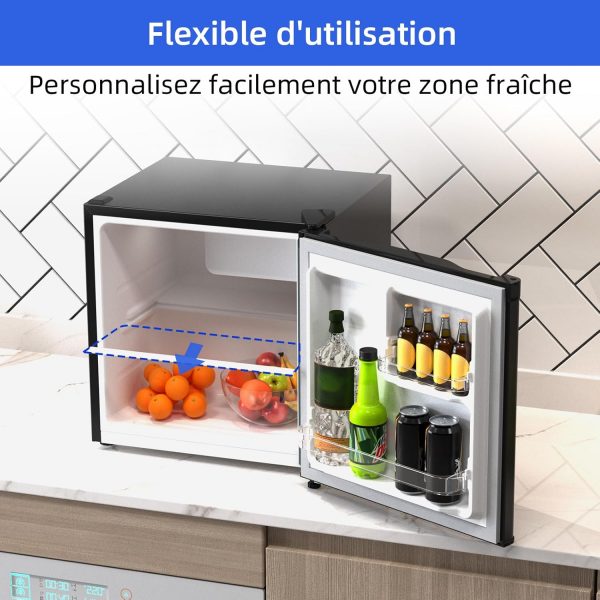 Réfrigérateur CHIQ Mini 46L, 47x44,7 cm, Réfrigérateur de table avec porte-bouteilles, Thermostat réglable, Faible bruit, Pour chambre, Cuisine, Salon foncé 2023