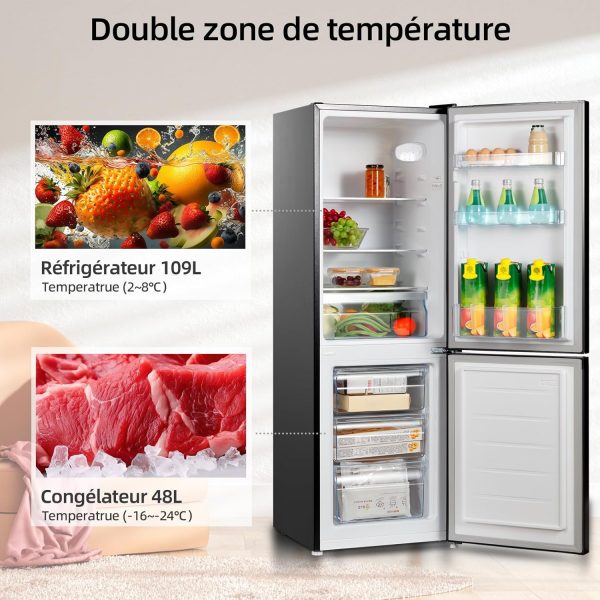 Réfrigérateur congélateur bas CHIQ CBM159LEBD 157 litres (109 + 48) Low Frost, faible bruit, refroidissement rapide, faible encombrement