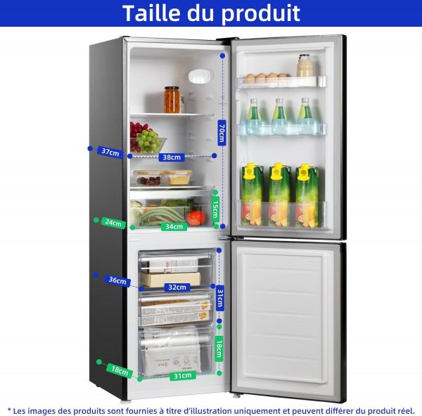 Réfrigérateur congélateur bas CHIQ CBM159LEBD 157 litres (109 + 48) Low Frost, faible bruit, refroidissement rapide, faible encombrement