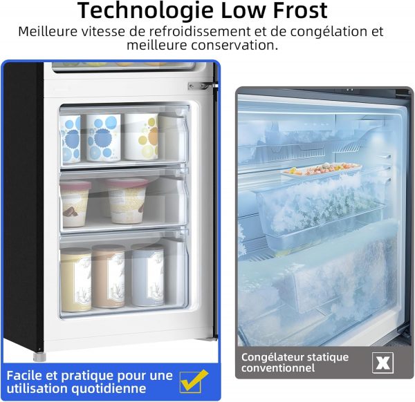 Réfrigérateur congélateur bas FBM260L 262L (187+75), Low frost, Acier inoxydable, Portes réversibles, 39 db, 12 ans de garantie sur le compresseur