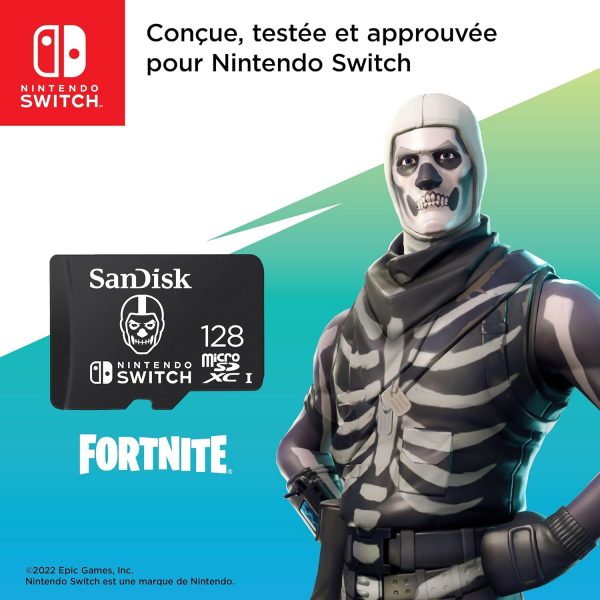 SanDisk 128 Go, microSDXC, carte UHS-I, pour les consoles Nintendo Switch, jusqu'à 100 Mo/s, produit sous licence Nintendo, UHS-I, classe 10, U3