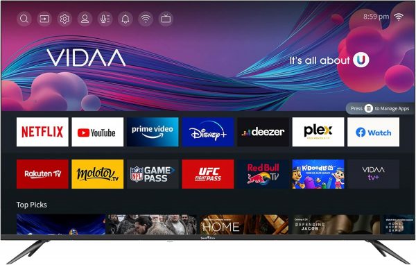 SMART TECH TV LED 4K UHD 55' (139 cm) Smart TV VIDAA - Molotov, Netflix, Prime Video, Canal+, Disney+... - 3xHDMI - 2xUSB - Enregistreur PVR - Mode Hôtel