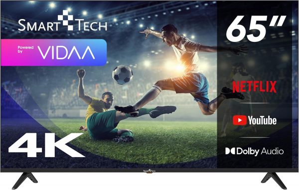 SMART TECH TV LED 4K UHD 55' (139 cm) Smart TV VIDAA - Molotov, Netflix, Prime Video, Canal+, Disney+... - 3xHDMI - 2xUSB - Enregistreur PVR - Mode Hôtel