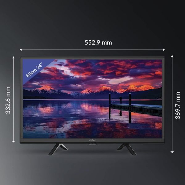 STRONG - Télévision HD 24" (60 cm) SRT24HE4023 - Télé 12V Idéale pour Caravane, Camping-Car, Bateau - Triple Tuner Intégré - 2 Ports HDMI (1 ARC) + 1 Port USB + Mini-AV + Prise