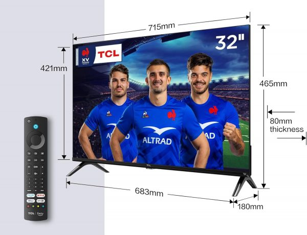 TCL 32SF540 - Téléviseur Intelligent 32 Pouces FHD - HDR & HLG - Audio Dolby - DTS Virtual X / DTS-HD - Bord Métal Sans Bordure - WiFi Dual-Bande 5 - avec système Fire OS 7