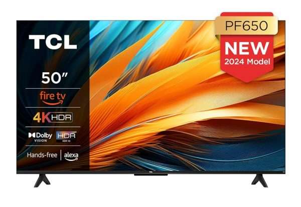 TCL 50PF650 50 Pouces 4K Ultra HD, TV LED Smart Fire (Dolby Vision, Dolby Atmos, DTS, HDR 10, Alexa intégré, Airplay2, Miracast)