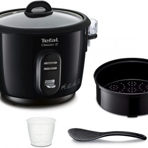 Tefal Classic 2 Cuiseur à riz automatique, Capacité 3 L, 900 g de riz, Cuiseur vapeur, Cuve antiadhésive, Maintien au chaud, Cuisson sans surveillance RK102811, Noir Métallisé