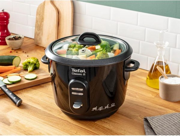 Tefal Classic 2 Cuiseur à riz automatique, Capacité 3 L, 900 g de riz, Cuiseur vapeur, Cuve antiadhésive, Maintien au chaud, Cuisson sans surveillance RK102811, Noir Métallisé