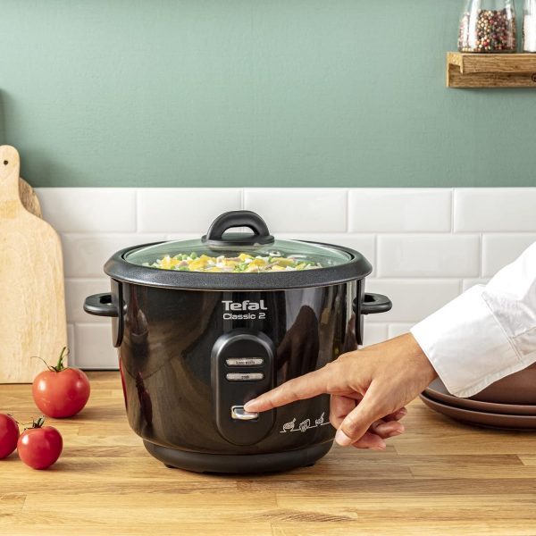 Tefal Classic 2 Cuiseur à riz automatique, Capacité 3 L, 900 g de riz, Cuiseur vapeur, Cuve antiadhésive, Maintien au chaud, Cuisson sans surveillance RK102811, Noir Métallisé