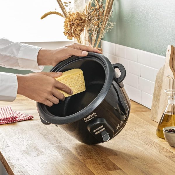 Tefal Classic 2 Cuiseur à riz automatique, Capacité 3 L, 900 g de riz, Cuiseur vapeur, Cuve antiadhésive, Maintien au chaud, Cuisson sans surveillance RK102811, Noir Métallisé