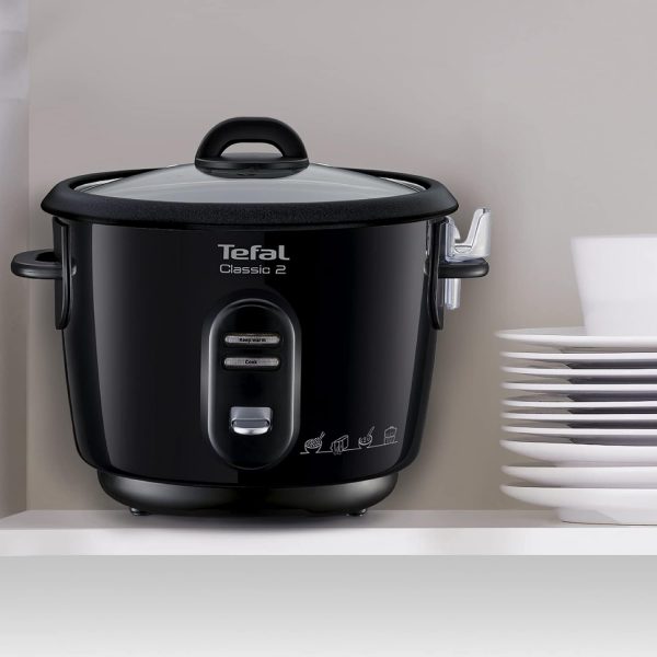 Tefal Classic 2 Cuiseur à riz automatique, Capacité 3 L, 900 g de riz, Cuiseur vapeur, Cuve antiadhésive, Maintien au chaud, Cuisson sans surveillance RK102811, Noir Métallisé