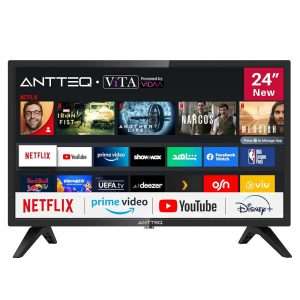 Téléviseur Antteq AV24H3 Smart TV 24 Pouces (60 cm) avec Netflix, Prime Video, Rakuten TV, Disney+, YouTube, UVM, WiFi, Triple-Tuner DVB-T2 / S2 / C