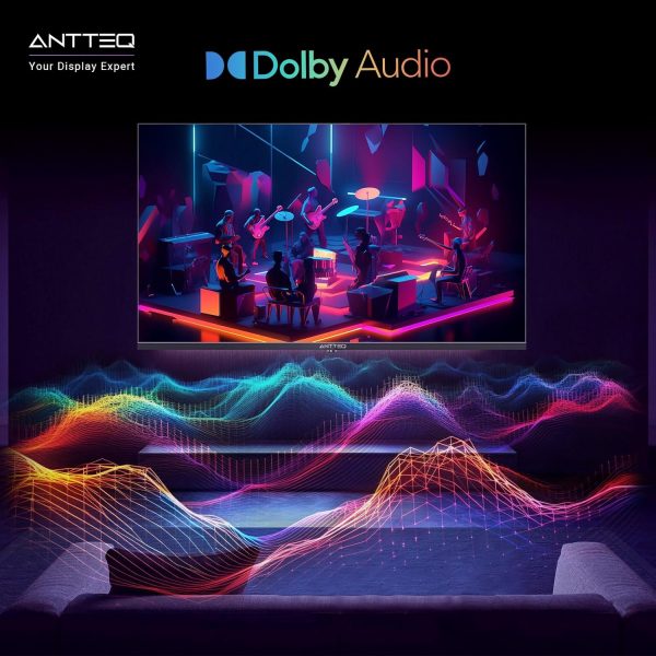 Téléviseur Antteq AV32 Smart TV 32 Pouces (80 cm) avec Netflix, Prime Video, Disney+, YouTube, Rakuten TV, WiFi, Triple-Tuner DVB-T2 / S2 / C, Dolby Audio, 2024