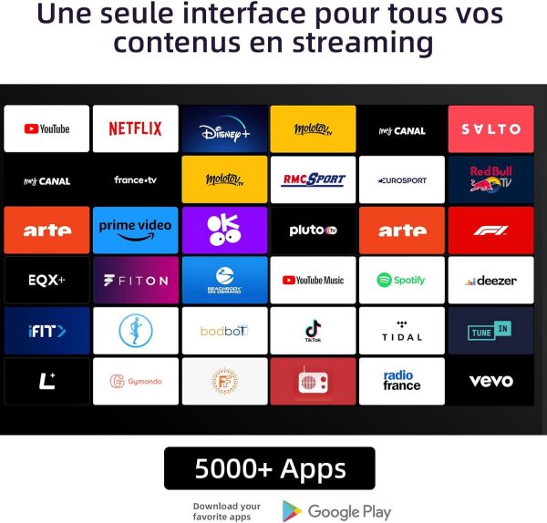 Téléviseur CHIQ 40 Pouces L40G7V, Google TV, FHD, Conception sans Cadre, Google Assistant, Google Play, Chromecast intégré, Triple syntoniseur, Wi-Fi 5G, Bluetooth, HDMI Arc,