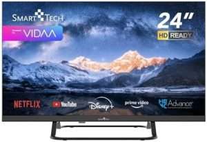 Téléviseur LED HD Smart Tech 24' (60 cm) 24HV02V Smart TV VIDAA - Molotov, Netflix, Prime Video, Disney+, YouTube, Plex - 3xHDMI - 2xUSB - Mode Hôtel (24")