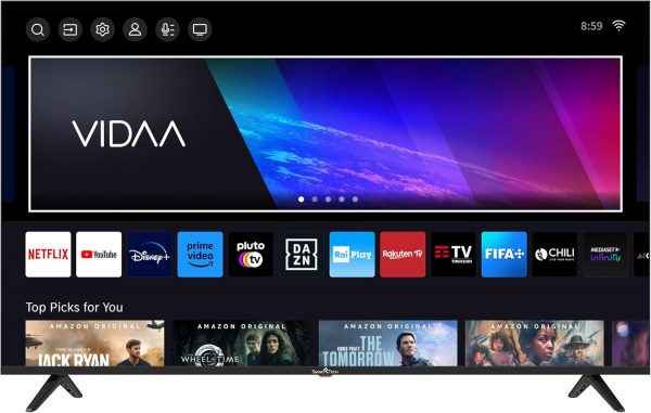 Téléviseur LED HD Smart Tech 24' (60 cm) 24HV02V Smart TV VIDAA - Molotov, Netflix, Prime Video, Disney+, YouTube, Plex - 3xHDMI - 2xUSB - Mode Hôtel (24")