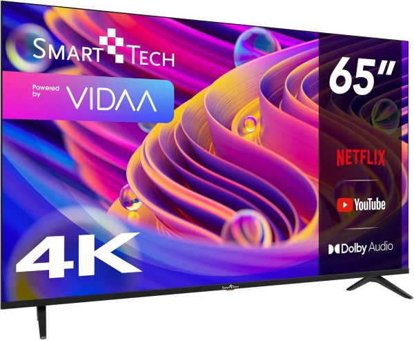 Téléviseur LED HD Smart Tech 24' (60 cm) 24HV02V Smart TV VIDAA - Molotov, Netflix, Prime Video, Disney+, YouTube, Plex - 3xHDMI - 2xUSB - Mode Hôtel (24")