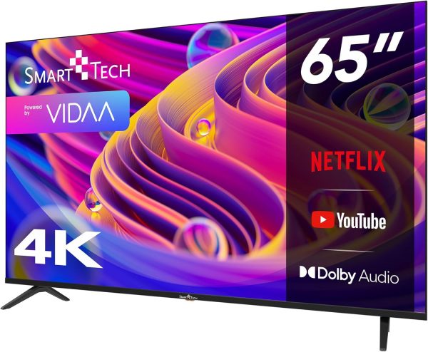 Téléviseur LED HD Smart Tech 24' (60 cm) 24HV02V Smart TV VIDAA - Molotov, Netflix, Prime Video, Disney+, YouTube, Plex - 3xHDMI - 2xUSB - Mode Hôtel (24")