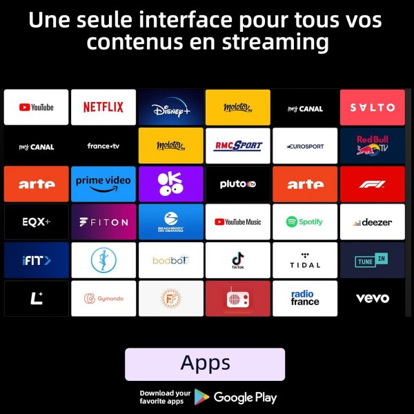 Téléviseur QLED 40 pouces CHIQ L40QG7V, HDR 10, design sans cadre, Google TV, Google Assistant, Chromecast intégré HDR10 & HLG, processeur Quad-Core A55, Wi-Fi double bande...