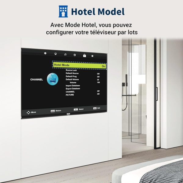 Téléviseur RCA 32 Pouces (80 cm) sans Bord LED HD avec Triple Tuner (DVB-T/T2-C-S/S2), HDMI, CI+, Lecteur Multimédia USB, Mode Hôtel, Dolby Audio (NRB32HQ1, 2024)