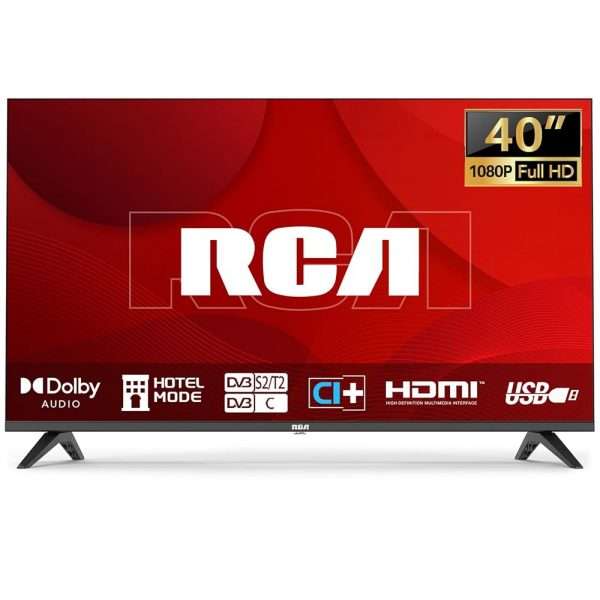 Téléviseur RCA 40 Pouces (100 cm) Full HD LED avec Triple Tuner (DVB-T/T2-C-S/S2), Télévision avec Dolby Audio, HDMI, Lecteur Multimédia USB, CI+, Mode Hôtel (NRB40FQ1, 2024)