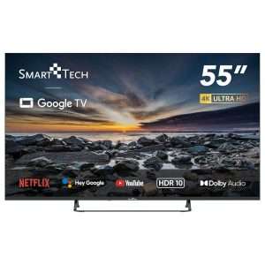 Téléviseur Smart Tech 4K UHD 55" (139 cm) 55UG10V3, Smart TV Google TV, HDMI, USB, HEVC, Dolby Audio, HDR 10, CHROMCAST, Google Assistant… [Classe énergétique E]