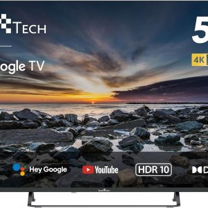 Téléviseur Smart Tech 4K UHD 55" (139 cm) 55UG10V3, Smart TV Google TV, HDMI, USB, HEVC, Dolby Audio, HDR 10, CHROMCAST, Google Assistant… [Classe énergétique E]