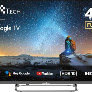 Téléviseur Smart Tech Full HD 40" (100 cm) 40FG01V, Smart TV Google TV, HDMI, USB, HEVC, Dolby Audio, HDR 10, CHROMCAST, Google Assistant (40") [Classe énergétique E]