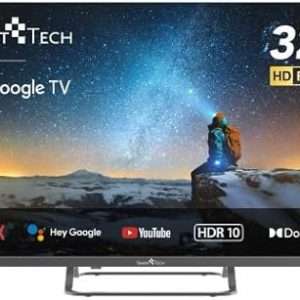 Téléviseur Smart Tech LED HD 32" (80 cm) Smart TV Google 32HG01V HDMI, USB, Résolution : 1366 * 768, modèle 2024 [Classe énergétique E]