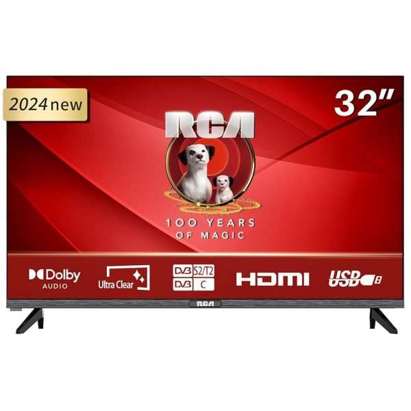 TV RCA E32-RH1Q1L 32 Pouces (80 cm) avec Triple Tuner (DVB-T/T2-C-S/S2), 2*HDMI, LED HD, 2024