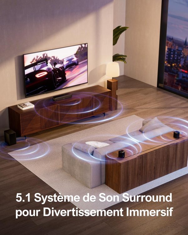 ULTIMEA 5.1 Barre de Son TV, Barre de Son avec Système de Son Surround Virtuel pour TV, Contrôle par Application, Barres de Son pour Home Cinéma avec Caisson de Basse et 2...