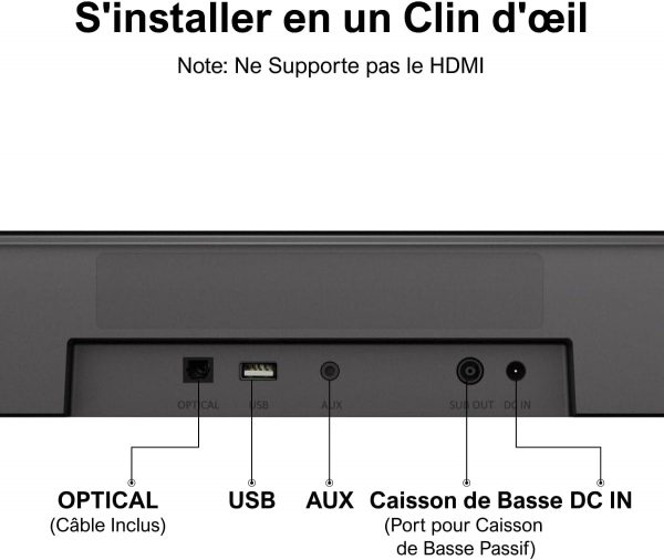 ULTIMEA 5.1 Barre de Son TV, Barre de Son avec Système de Son Surround Virtuel pour TV, Contrôle par Application, Barres de Son pour Home Cinéma avec Caisson de Basse et 2...