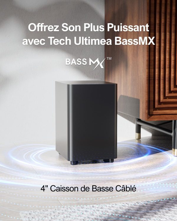 ULTIMEA 5.1 Barre de Son TV, Barre de Son avec Système de Son Surround Virtuel pour TV, Contrôle par Application, Barres de Son pour Home Cinéma avec Caisson de Basse et 2...