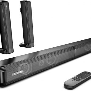 ULTIMEA Barres de Son TV, 2,2 Canaux Barre de Son 2-en-1 Détachable, Bluetooth 5.3 Enceinte pour TV avec Caisson de Basses, 3 Modes EQ, Arc/Optique/Aux, Montage Mural, Modèle