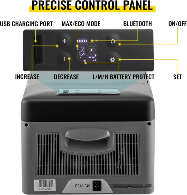 VEVOR Glacière Congélateur Voiture Portable 15 L Mini Réfrigérateur Électrique 45 W Frigo 12/24V CC Petit Frigidaire 100-240 AC Coque Plastique ABS -20℃~ 10℃ pour Camping Maison