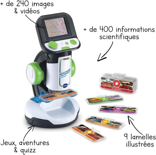 VTech - Microscope Genius XL Vidéo Interactif, avec Écran Couleur Numérique, Photos et Vidéos de la BBC, Jouet Scientifique Éducatif, Cadeau Enfant Dès 7 Ans - Contenu en Français