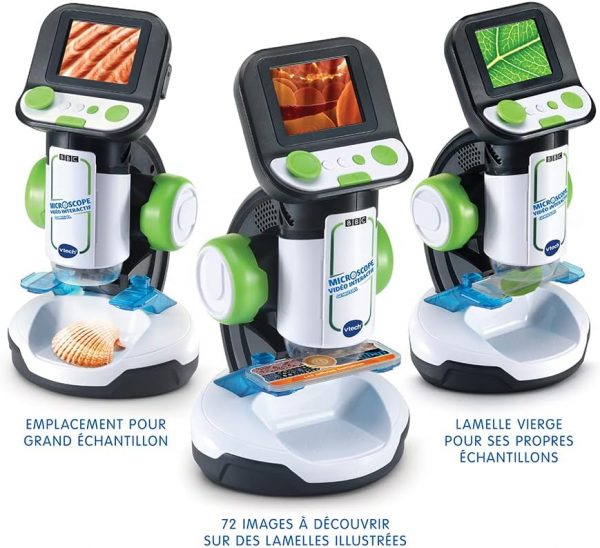 VTech - Microscope Genius XL Vidéo Interactif, avec Écran Couleur Numérique, Photos et Vidéos de la BBC, Jouet Scientifique Éducatif, Cadeau Enfant Dès 7 Ans - Contenu en Français