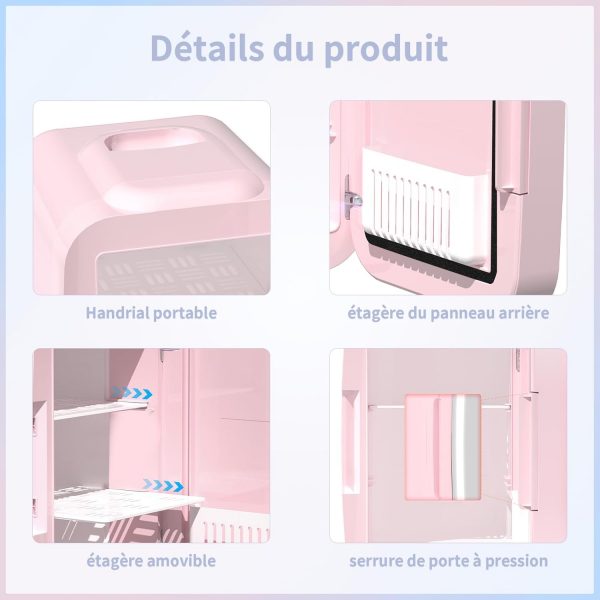 YASHE Mini Réfrigérateur pour Chambre, Réfrigérateur de Soins de la Peau avec Miroir LED, Petit Réfrigérateur Portable de 4L, Thermoélectrique Chauffe & Refroidisseur 220V AC /...